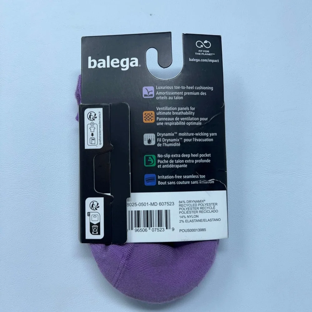 Balega Unisex Medium Purple Hidden Comfort High Cushion No-Show Socks NWT